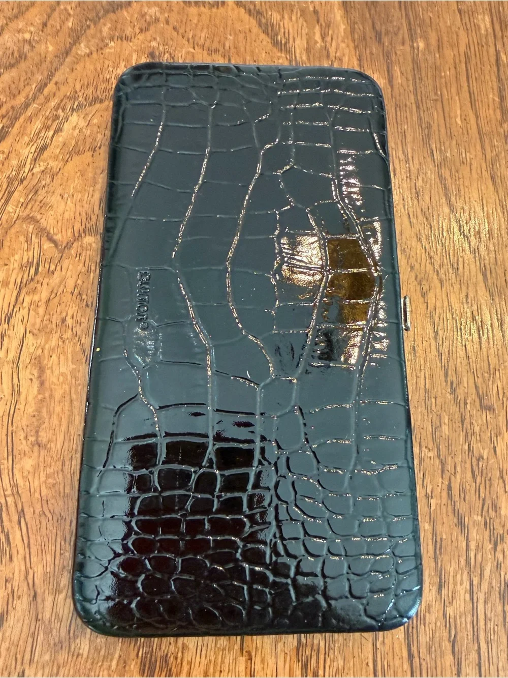 Buxton Black croc embossed Leather Clasp Wallet Organizer